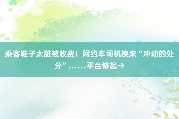 乘客鞋子太脏被收费!网约车司机换来“冲动的处分”……平台修起→