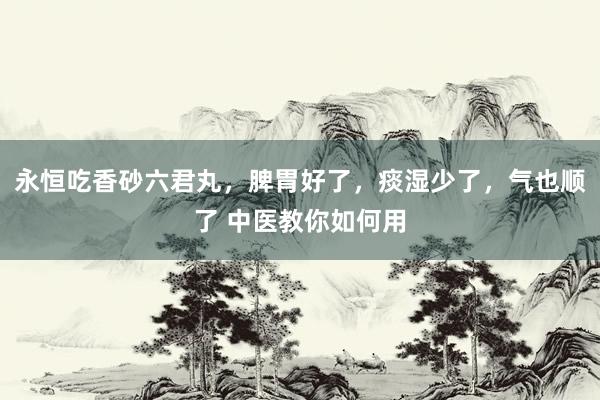永恒吃香砂六君丸，脾胃好了，痰湿少了，气也顺了 中医教你如何用