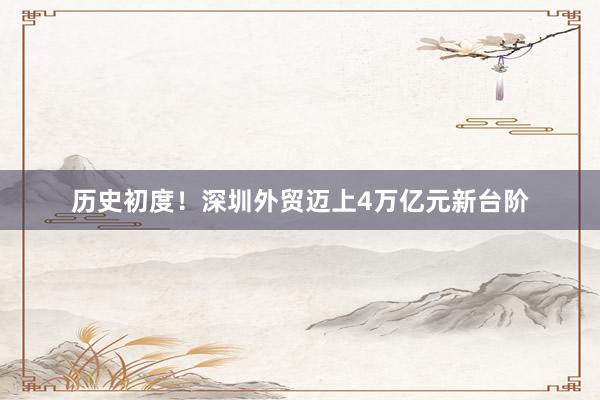 历史初度！深圳外贸迈上4万亿元新台阶